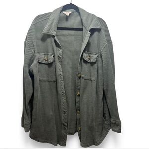 Terra & Sky Hunter Green Waffle-knit button up Shirt